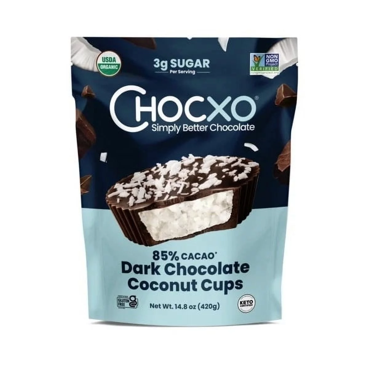 ChocXO Organic Dark Chocolate Coconut Cups, 14.8 Ounce